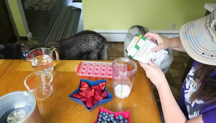 Blend until smooth. Pour the mixture into a star-shaped ice cube tray.