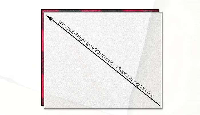Attach Insulbright (optional): Pin and sew Insulbright to the wrong side of the main fabric, creating a large 'X' to secure it.
