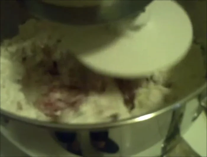 Increase mixer speed to 2 and mix for about 3 minutes until a dough forms.