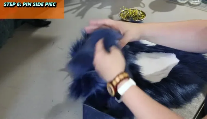 Sew the back piece to the sides, leaving the gap open.