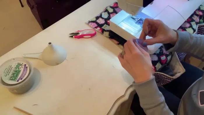 Sew the last two open edges together, leaving about a 1-2 inch opening to turn it right side out.