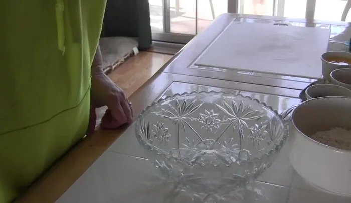 Gather ingredients: 2 cups spelt flour (or white/whole wheat), 6 strips cooked crumbled bacon, 3 tbsp peanut butter, 2 eggs.