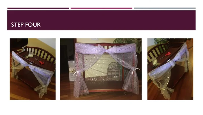 Decorate with extra fabric. Staple and glue extra fabric to create a drape-like effect and a bow at the center.