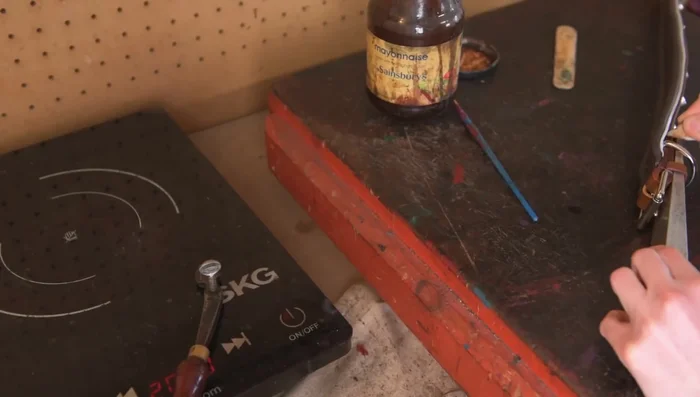 Finishing touches: Re-stain and polish edges; punch holes in the point end.