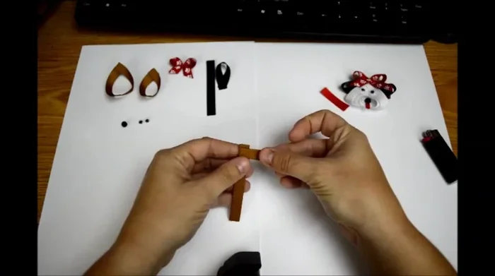 Prepare ribbon pieces: Glue the ends of two same-sized pieces together to form an 'L' shape. Repeat with other pairs.