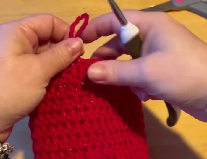 Work back and forth in rows on those 20 stitches for a total of 6 rows for the sleeve.