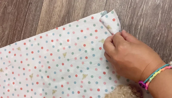 Make ribbons (optional, but recommended for rolling): Cut 3.5 inches wide by 25 inches long strips, fold, iron, and sew.