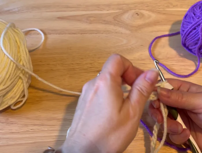 Chain 2, then work 3 rounds of half double crochet in a spiral (50 stitches per round).