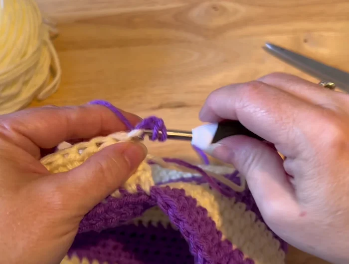 Chain 2, turn, work 3 more rows of 30 stitches.