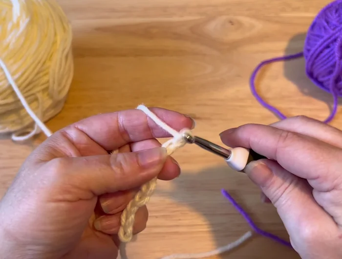 Chain 2, then work 3 rounds of half double crochet in a spiral (50 stitches per round).