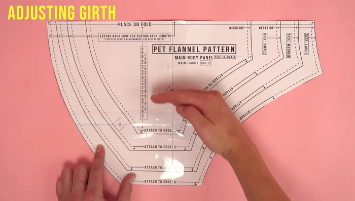 Adjust the neckline (if necessary) at the velcro edge of the chest panel. Add or subtract as needed.