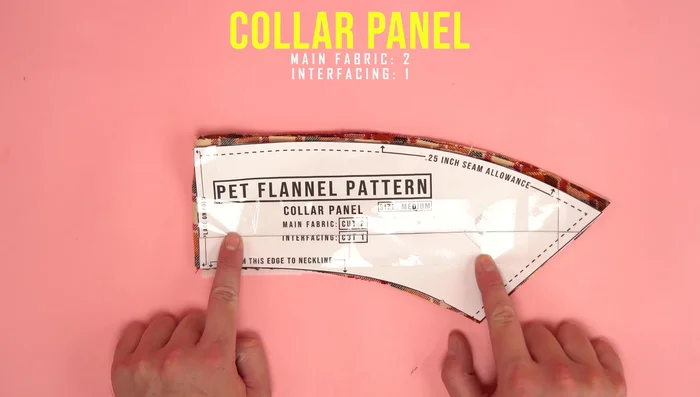 Cut out all pattern pieces: chest panels, collar panels (with interfacing if using), velcro panels, sleeve panels, and main body panels.