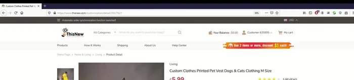 Select 'Custom Clothes Printed Vest' ($6 USD).