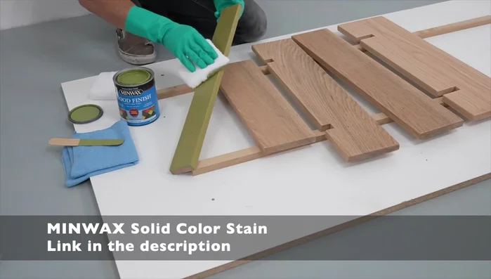 Lightly sand any stain that seeped to unwanted areas. Apply stain to the other side, let dry 2-3 hours.