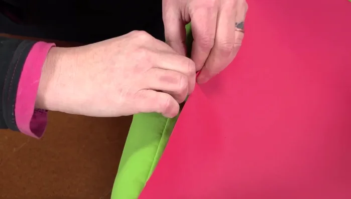 Turn the dog bed right side out.