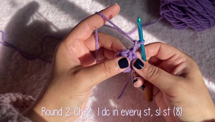 Round 6: 1 double crochet in each stitch (24 total).