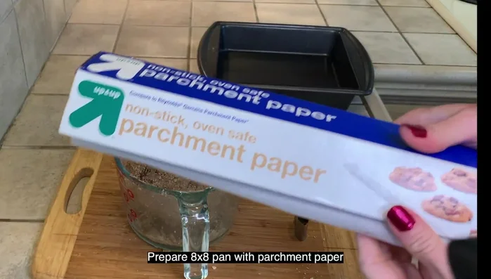 Prepare 8x8 pan with parchment paper.