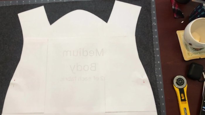 Cut out two body pieces (one in each fabric).