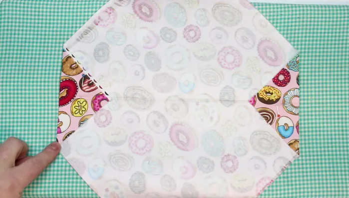 Top stitch along the folded corners for decoration and stability (3 stitch length).