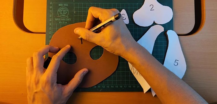 Number each foam piece and remove the template.