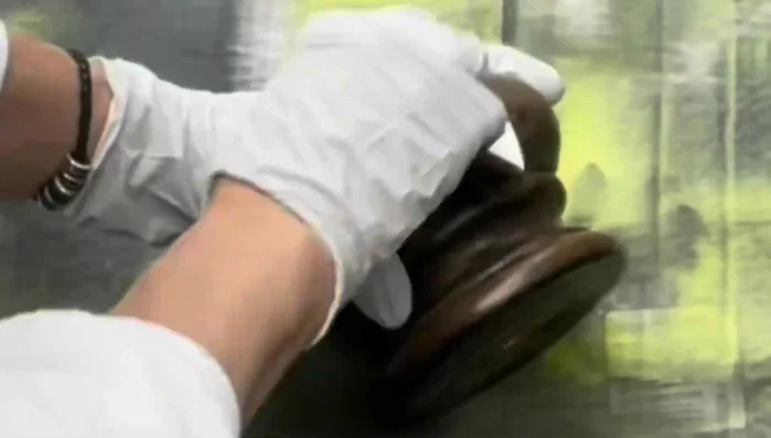 Fill cracks in feet with wood putty and sand smooth.