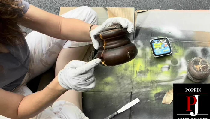 Fill cracks in feet with wood putty and sand smooth.