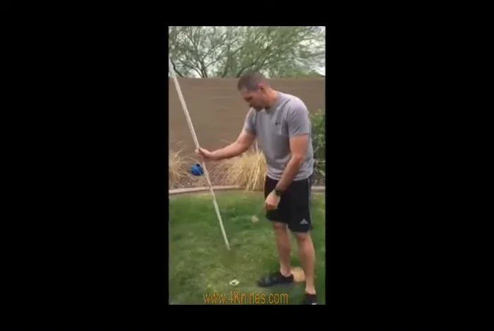 Drive the PVC stake into the ground 10 inches deep.