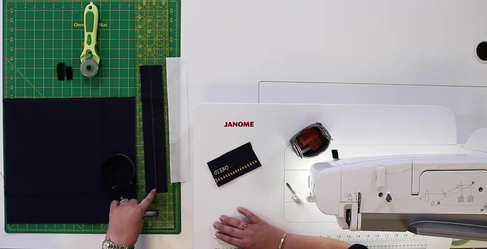 Mark center lines on fabric.