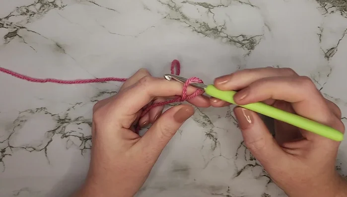 Chain one, turn, and single crochet into the back loop only for eight stitches. Repeat this row until you reach row 48.