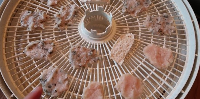 Dehydrate the ingredients in the food dehydrator until hard and dry.