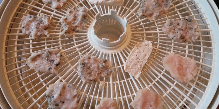 Dehydrate the ingredients in the food dehydrator until hard and dry.