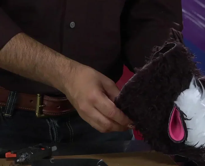 Attach approximately 12 inches of elastic to the top of the costume (underneath the neck area) to create an opening for your dog's head.