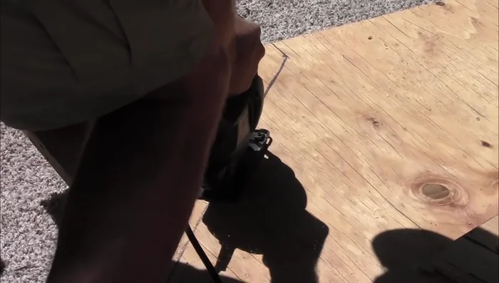 Glue the carpet padding circles onto the platform supports to create mushroom shapes.