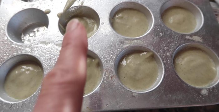 Pour batter into a greased mini muffin tray and bake at 350 degrees for 15-17 minutes, or until lightly browned.