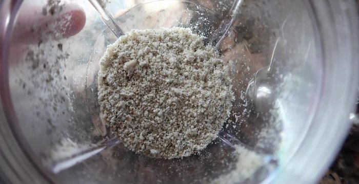 Grind pumpkin seeds into flour using a blender.