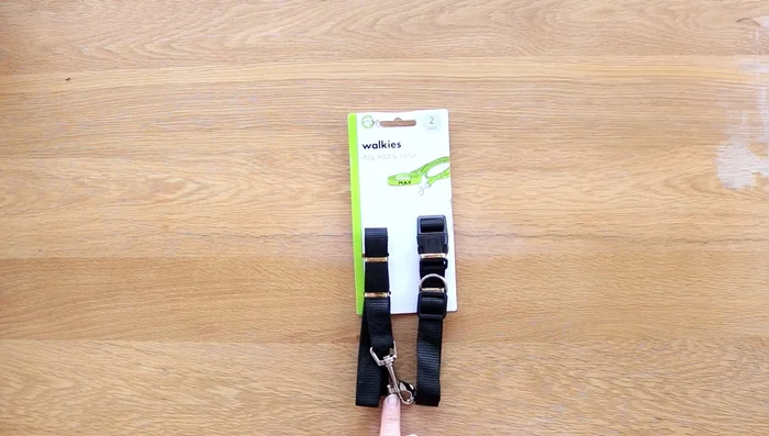 Pin and sew the dog lead to the center, leaving an inch overhang.