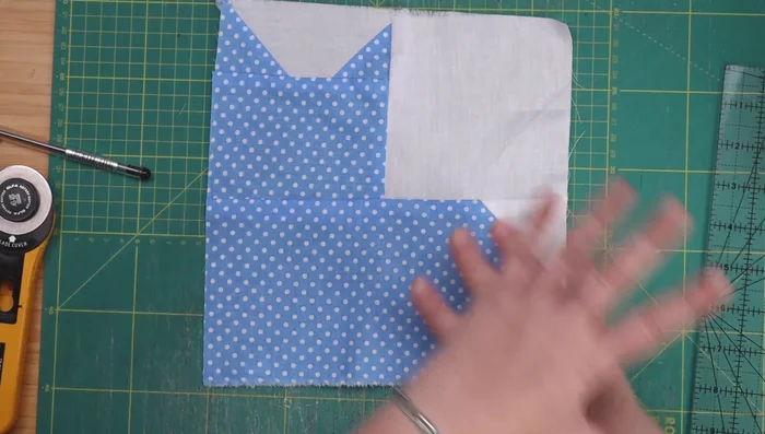 Press and trim the finished cat block.