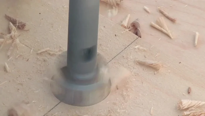 Drill 1in deep holes into the ends of the treads and risers.