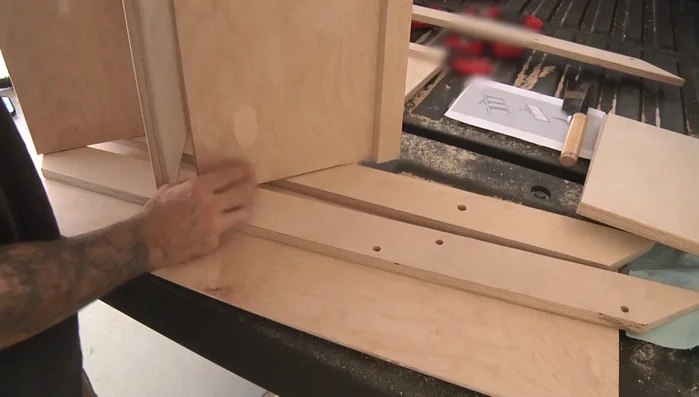 Drop the treads and risers into the respective holes and attach the second riser on the other side to secure the assembly.