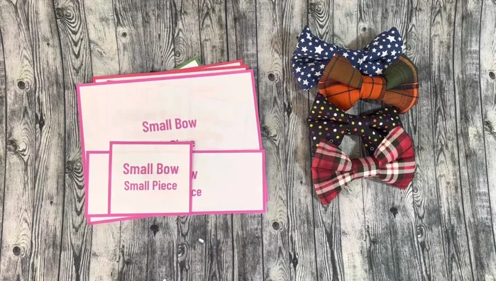 Prepare the small bow tie: The small bow tie pieces are pre-assembled. This piece wraps around the finished bow.