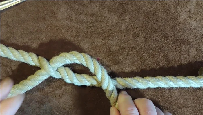 Secure the Marlin eye splice by tucking the rope end multiple times.