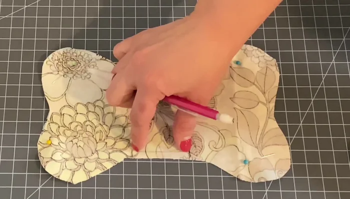 Stitch around the perimeter, leaving the opening.