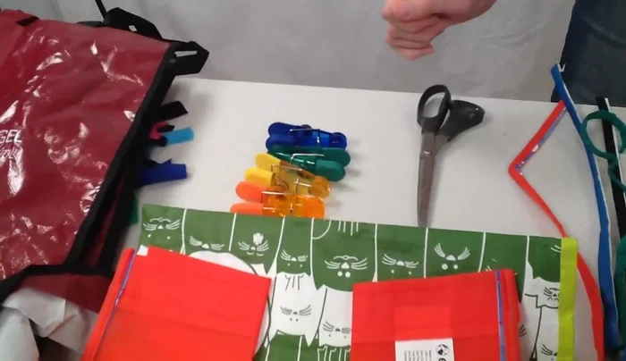 Divide the strands into three sets of three. Trim the corners to make them straight. If a strand is too short, add more length using a square knot.