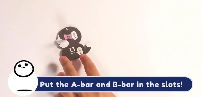 Put the A bar and B bar into their slots.