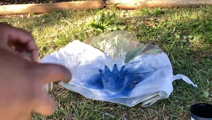 Spray paint the candle holders blue, add glitter blast spray paint, and seal with glitter sealer and a clear coat.