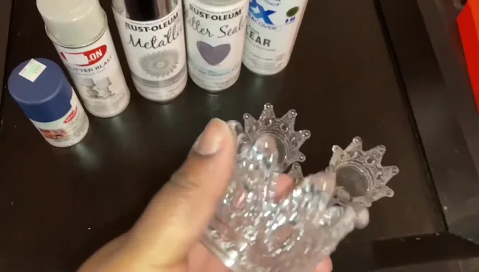 Flip the end table upside down to create the bed frame.