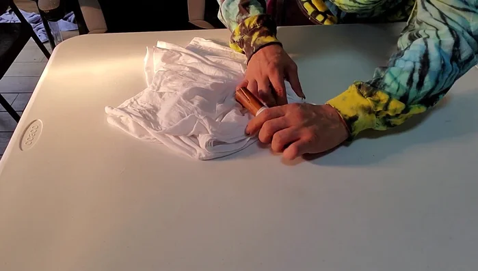 Double band your first spot, then scrunch the rest of the fabric and add another rubber band.