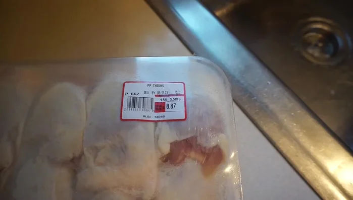 Remove bones from chicken: Remove bones from 20% of the baked chicken thighs (2 out of 10 in this example).