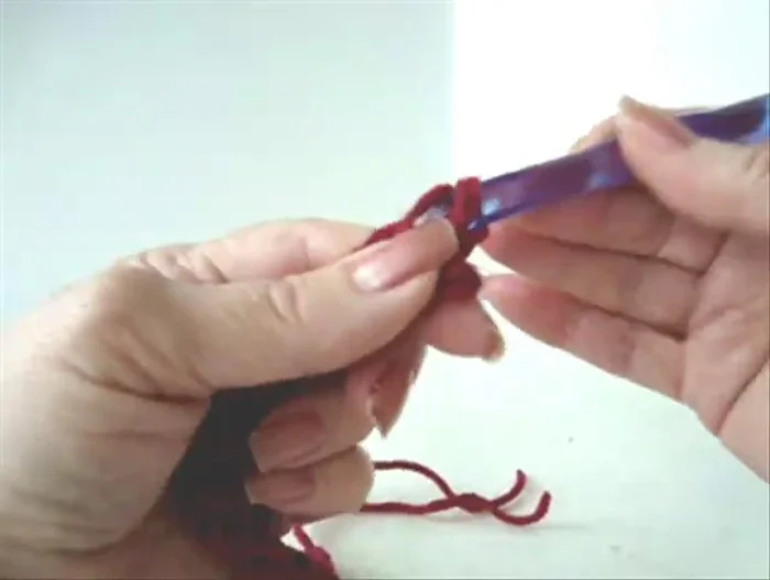 Single crochet in the second stitch from the hook and in each stitch of the chain across the row.