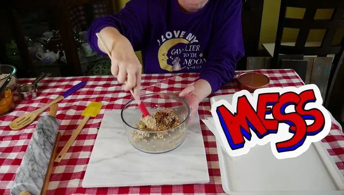 Stir until well combined. Add more oats if the mixture is too sticky.